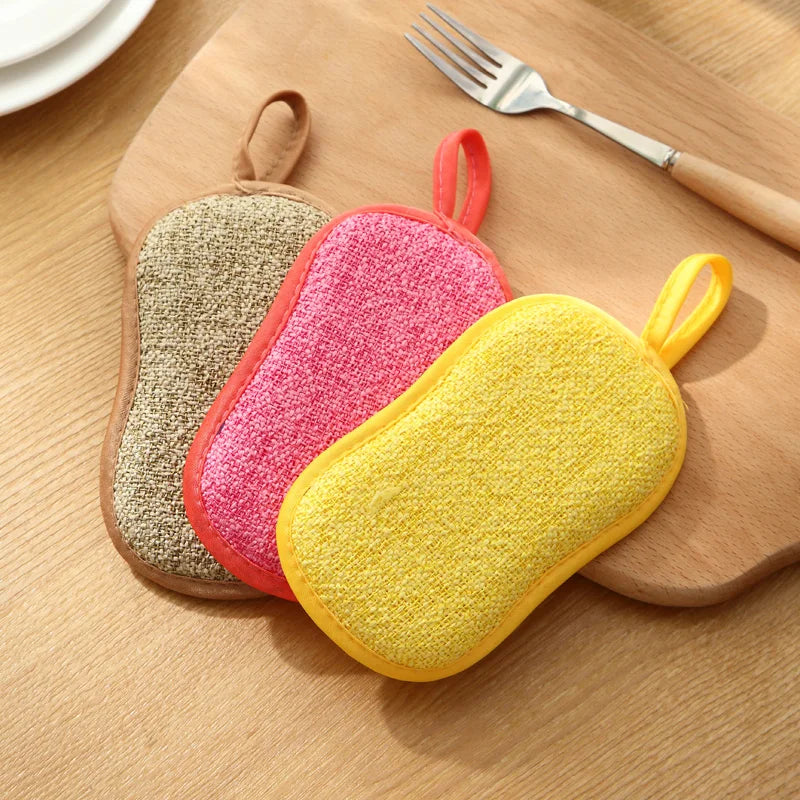 5 Pieces/Set 5Pk Microfiber Sponge Wipe Block Thickeneded Sponge Super Absorbent Double-Sided Design Powerful Decontamination Kitchen Cleaning Sponge Friction Cloth Sponge