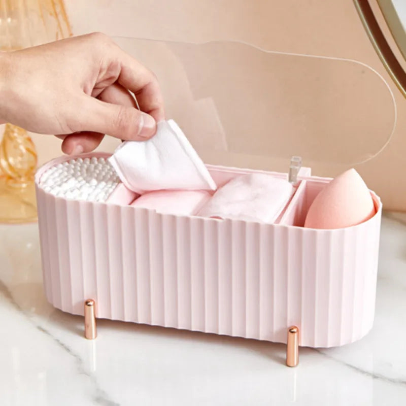 Cotton Swab Organizer Holder Cotton Pad Storage Box Transparent Remover Paper Makeup Box With Lid Dustproof Desktop Makeup