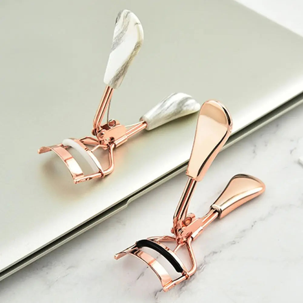 Stainless Steel Press Type Eyelash Curler Smooth Opening Ergonomic Handle Lashes Curling Clip Rose Gold Wide Angle