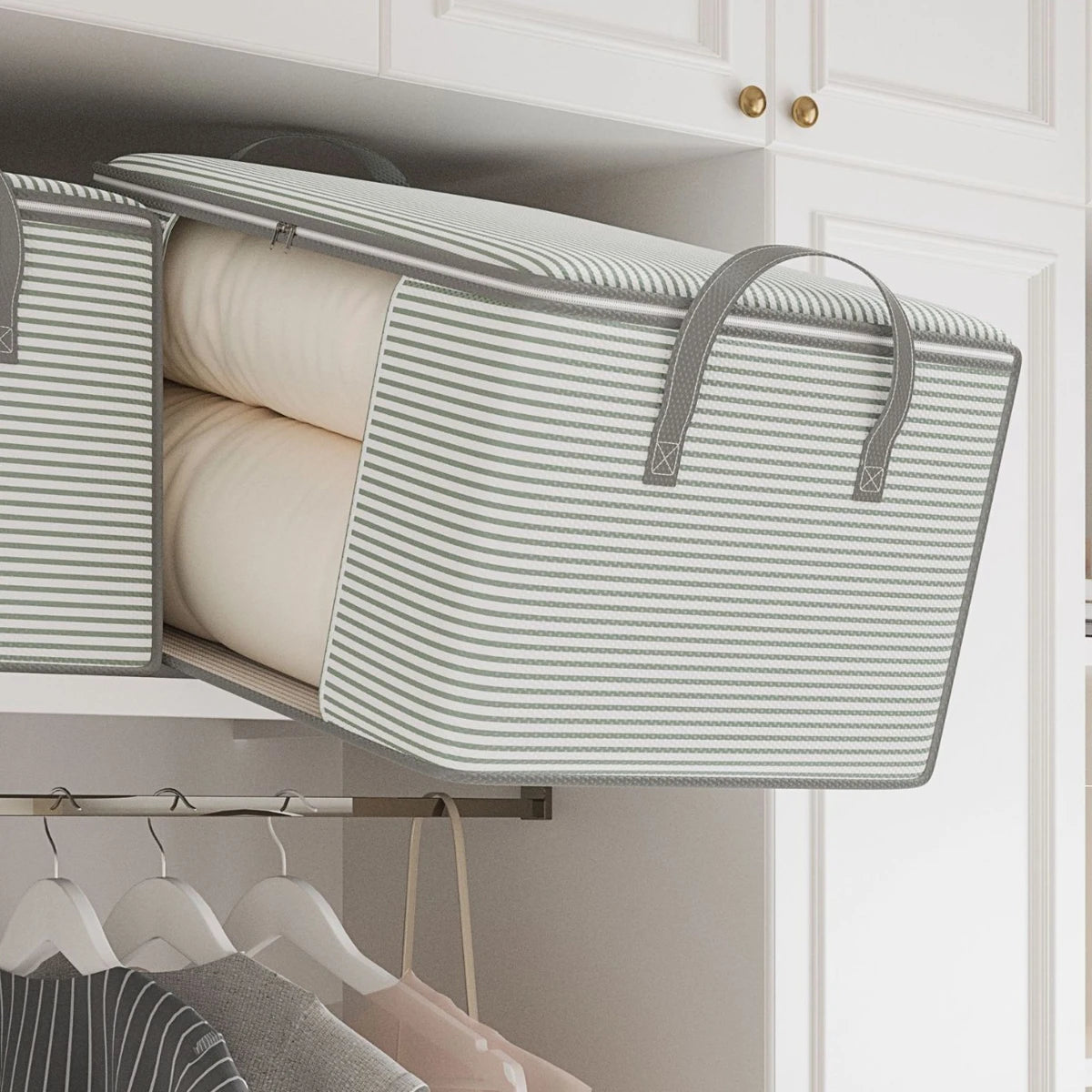 Visible Large Capacity Storage Box Portable Household Clothes Organizer With Handles Foldable Dustproof Quilt Zipper Container